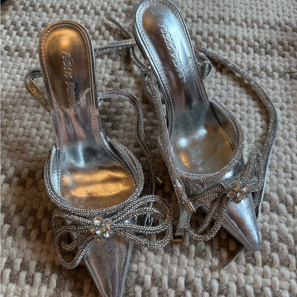 Public Desire Silver Stiletto Heels